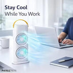 Portable Double Ended Spray Fan with Misting | USB Rechargeable Mini Air Cooler with LED Light | Touch & Remote Control | 3 Speed Cooling Fan with 280ml Water Tank