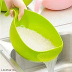 Water Strainer or Washer Bowl for Rice Vegetable & Fruits (Rice Bowl, Pack of 1, Green, Plastic)
